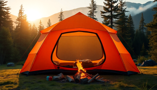 CORE Instant Pop-Up Tent at a scenic campsite, featuring LED lighting, quick setup technology, and durable weather-resistant materials