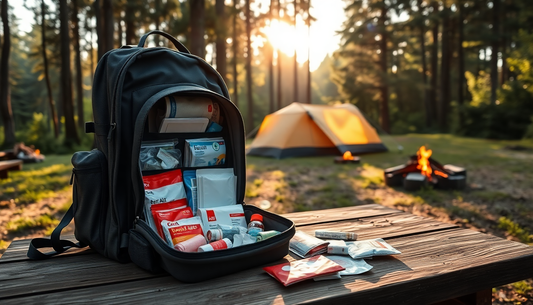 The first aid kit is placed in a bag.