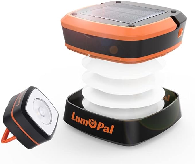 Solar Lantern Camping, Lumopal Collapsible Solar Camping Light Rechargable,LED Portable USB Solar Lamp IP54 Waterproof Lights for Backpacking Gear,Emergency Charger for Power Outage (White Light)