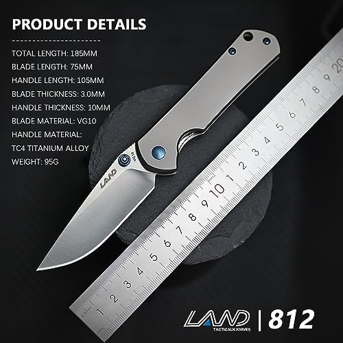 LAND 812 Pocket Folding Knife VG10 Blade TC4 Handle Ball Bearing Outdoor Camping Survival Jackknife EDC Knives