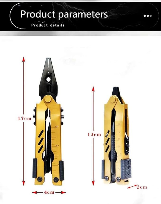 13 in 1 Portable Multifunction Tool Pliers Screwdrivers ire Stripper Folding Plier Pocket Cutter EDC Combination Tools for Outdoor Camping Fishing (Desert Colour)