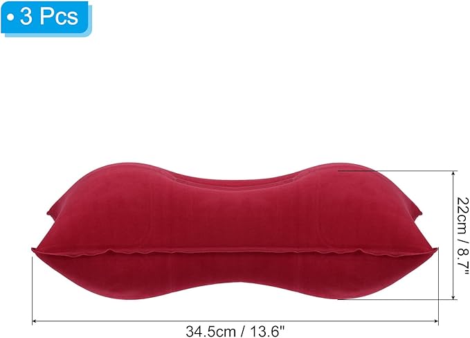 PATIKIL Inflatable Pillow, 3 Pack Ultralight Camping Travel Pillow Desk Rest Neck Support for Hiking Backpacking Office, Red