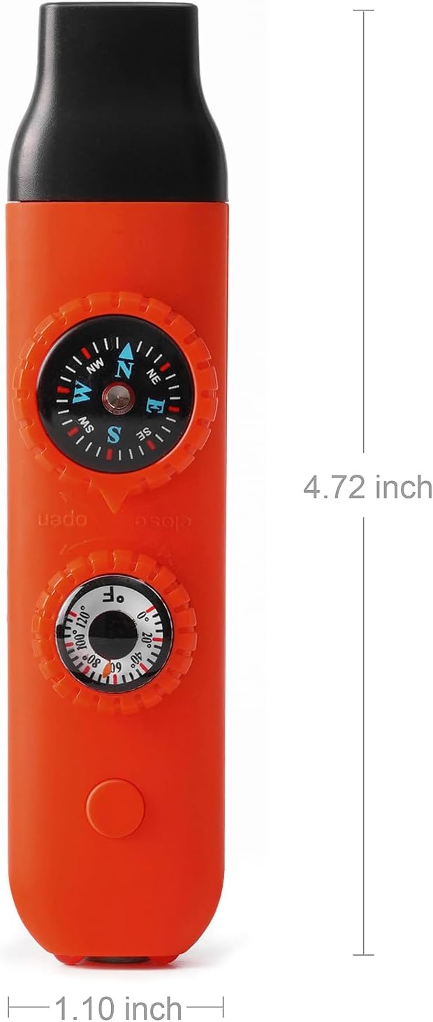 Viriber Whistle Emergency Camping Hiking Survival Whistle,Outdoor Multifunctional Tool with Lanyard,Compass,Thermometer,Ideal for Kayaking, Boating,Climbing