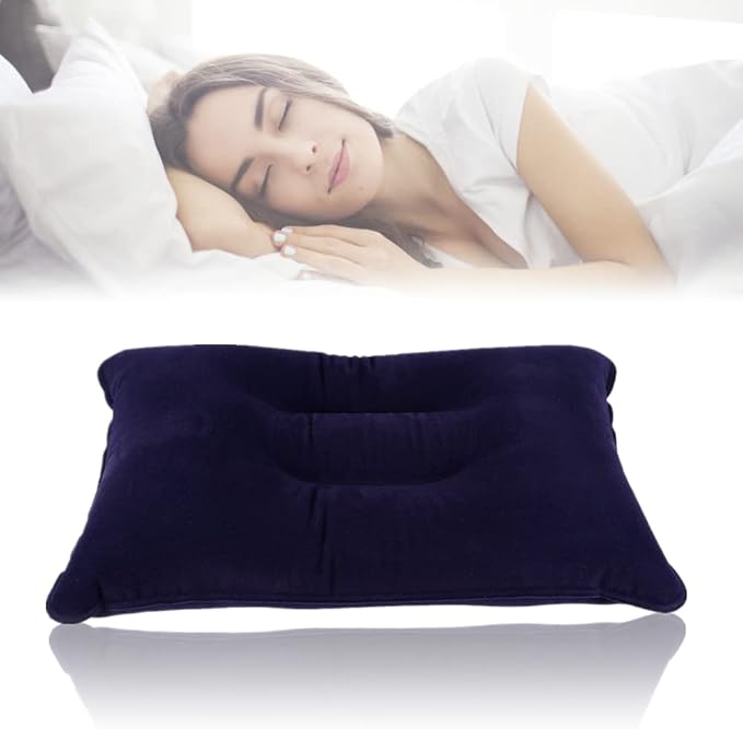 Dioche Portable Air Inflation Pillow, Soft PVC Pillow for Outdoor Travel Camping Hiking Sleeping