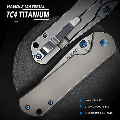 LAND 812 Pocket Folding Knife VG10 Blade TC4 Handle Ball Bearing Outdoor Camping Survival Jackknife EDC Knives