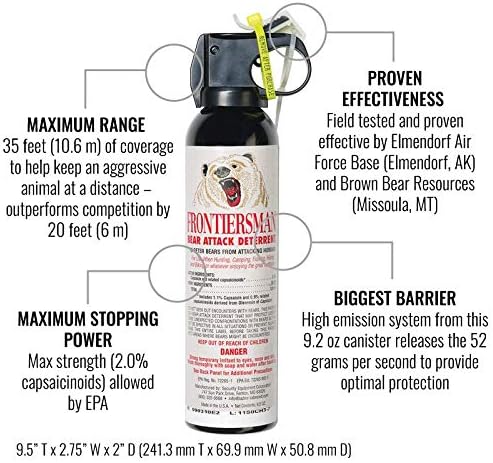SABRE Frontiersman Bear Spray 9.2 oz (Holster Options & Multi-Pack Options) — Maximum Strength, Maximum Range & Greatest Protective Barrier Per Burst! — Effective Against All Types of Bears