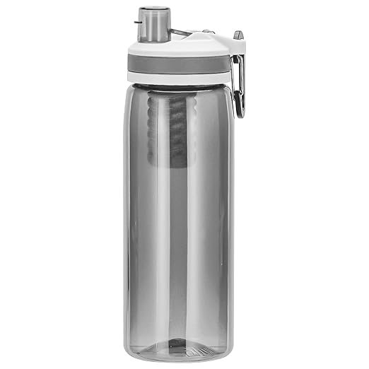 Filtered Water Bottle,Camping Water Purifier Bottle,Portable Press Water Bottle with Filter for Hiking,Travel,Survival,Backpacking, Drinking, Emergency,Black
