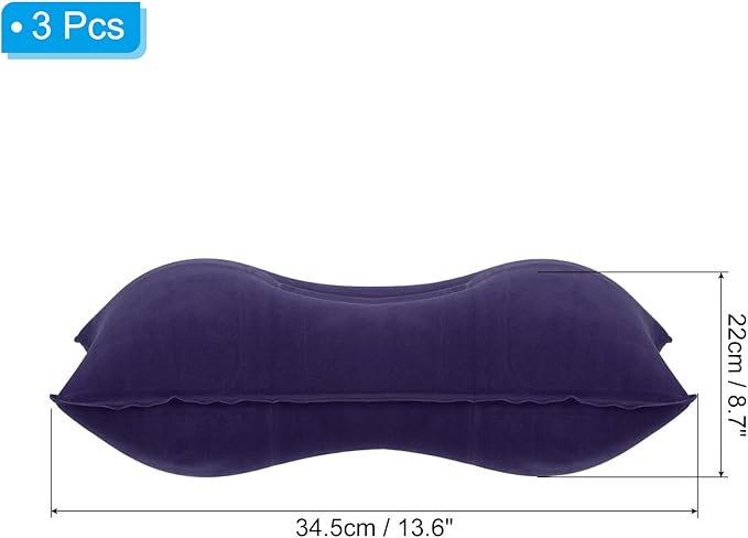 PATIKIL Inflatable Pillow, 3 Pack Ultralight Camping Travel Pillow Desk Rest Neck Support for Hiking Backpacking Office, Dark Purple