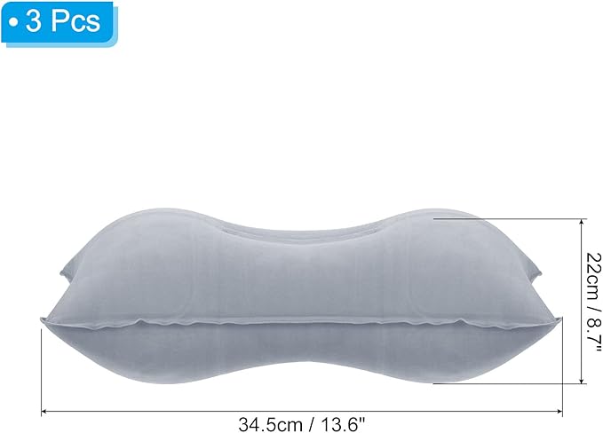 PATIKIL Inflatable Pillow, 3 Pack Ultralight Camping Travel Pillow Desk Rest Neck Support for Hiking Backpacking Office, Gray