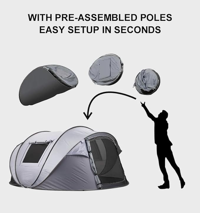 Instant Pop Up Camping Tent, 5-6 Person Tents,Automatic Set Up Tent in 3 Seconds,Waterproof Sunshade Family Tent,Portable Lightweight Dome Tent for Outdoor Camping,Hiking,Travel & Beach