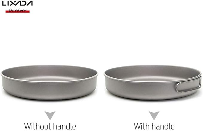 LIXADA Ultralight Titanium Frypan Outdoor Camping Hiking Picnic Cooking Frying Pan 750/1000ML with/without handle