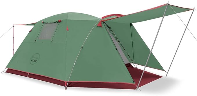 KAZOO 2/4 Person Camping Tent Outdoor Waterproof Family Large Tents 2/4 People Easy Setup Tent with Porch Double Layer