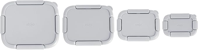 Stojo Nestable Collapsible Food Storage Container - Set of 4, Cashmere - Leak-Proof Airtight Seal Made With Food Grade Silicone For Meal Prep, Lunch Box, Pantry Organizer - Microwave & Dishwasher Safe