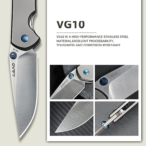 LAND 812 Pocket Folding Knife VG10 Blade TC4 Handle Ball Bearing Outdoor Camping Survival Jackknife EDC Knives