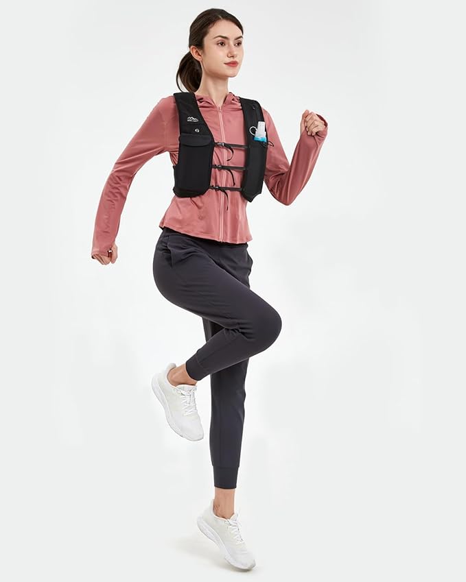 Running Vest for Women Men, USA Original Patent, Adjustable Chest Straps Running Hydration Vest with 500ml Soft Flask, Breathable Reflective Running Vest for Trail Running Hiking