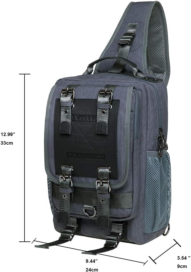 KAUKKO Canvas Messenger Bag Cross Body Shoulder Sling Backpack Travel Hiking Chest Bag