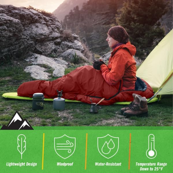 Mummy Sleeping Bag - Water-Resistant Adult Cold Weather Sleeping Bag