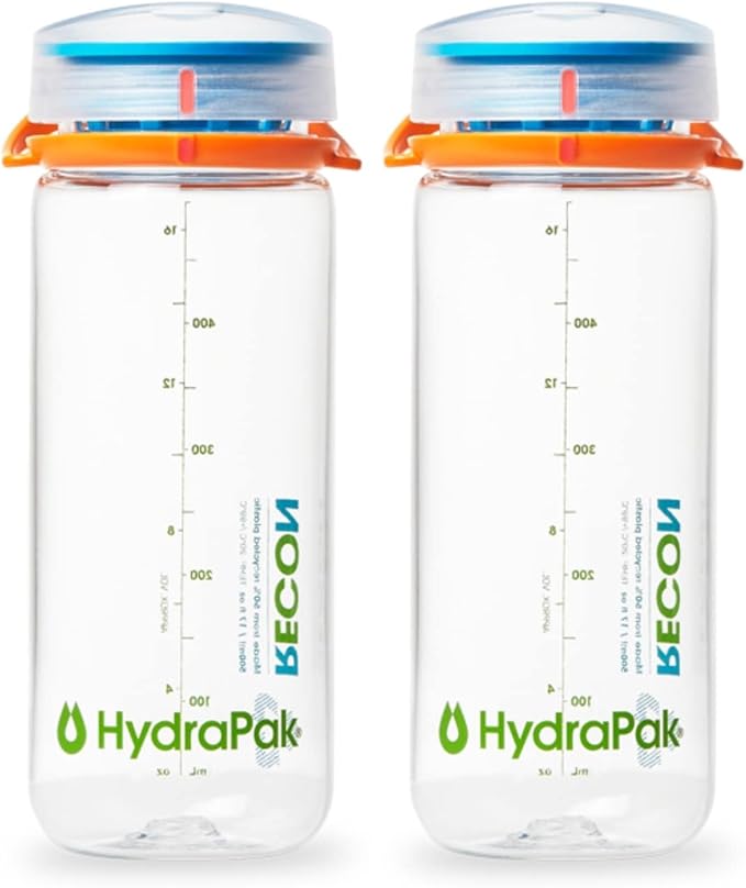HydraPak Recon - 50% Recycled Plastic Water Bottle, Eco Friendly & BPA Free, Smooth Flow Twist Cap, Easy Carry (500 ml, Confetti)
