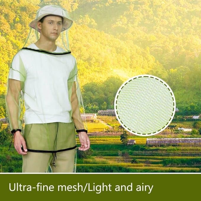 HENNCHEE Mosquito Suits for Adults, Mesh Net Bug Jacket Pant Suit, Outdoor Full Body Protection Mosquito Proof Clothing
