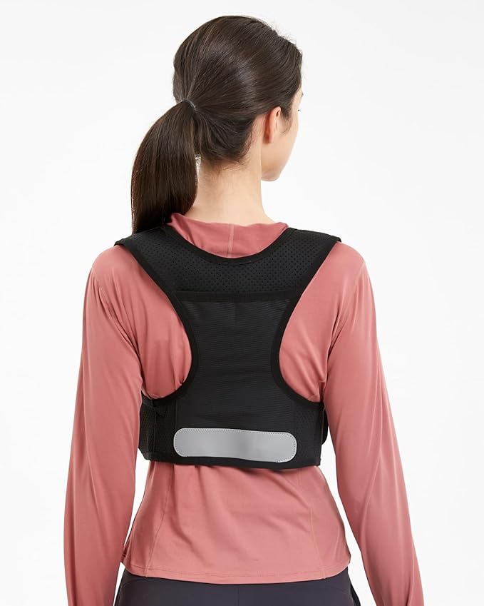 Running Vest for Women Men, USA Original Patent, Adjustable Chest Straps Running Hydration Vest with 500ml Soft Flask, Breathable Reflective Running Vest for Trail Running Hiking
