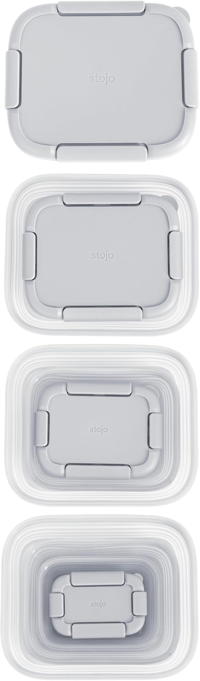 Stojo Nestable Collapsible Food Storage Container - Set of 4, Cashmere - Leak-Proof Airtight Seal Made With Food Grade Silicone For Meal Prep, Lunch Box, Pantry Organizer - Microwave & Dishwasher Safe