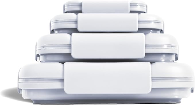 Stojo Nestable Collapsible Food Storage Container - Set of 4, Cashmere - Leak-Proof Airtight Seal Made With Food Grade Silicone For Meal Prep, Lunch Box, Pantry Organizer - Microwave & Dishwasher Safe