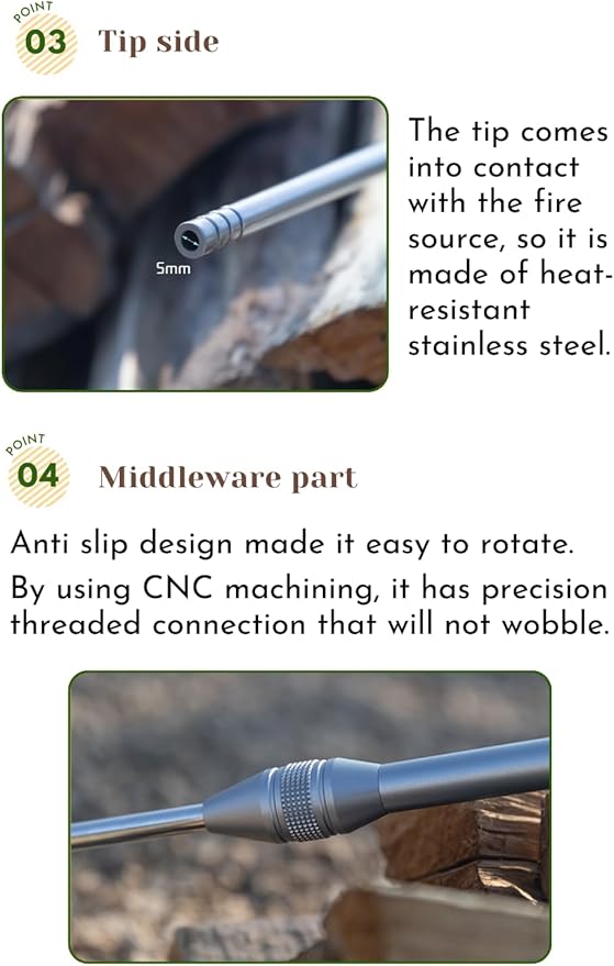 CAMPINGMOON Fire Blowing Stick Split Type Compact Fire Starter MS-43