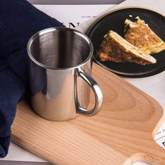 IMEEA Coffee Mugs Unbreakable Double Walled Stainless Steel Mug with Handle 13.5oz/400ml Camping Coffee Mugs, Set of 2