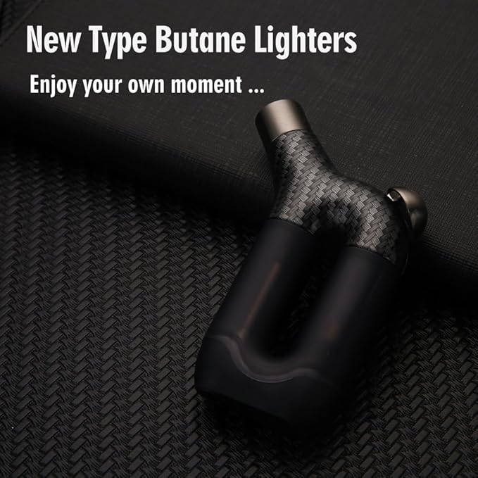 HONEST Torch Lighter Single Jet Flame Butane Lighters Refillable Torch Lighters Adjustable Gas Lighter Windproof Lighters Gift for Men BBQ Grill Camping Without Gas (Carbon Black)