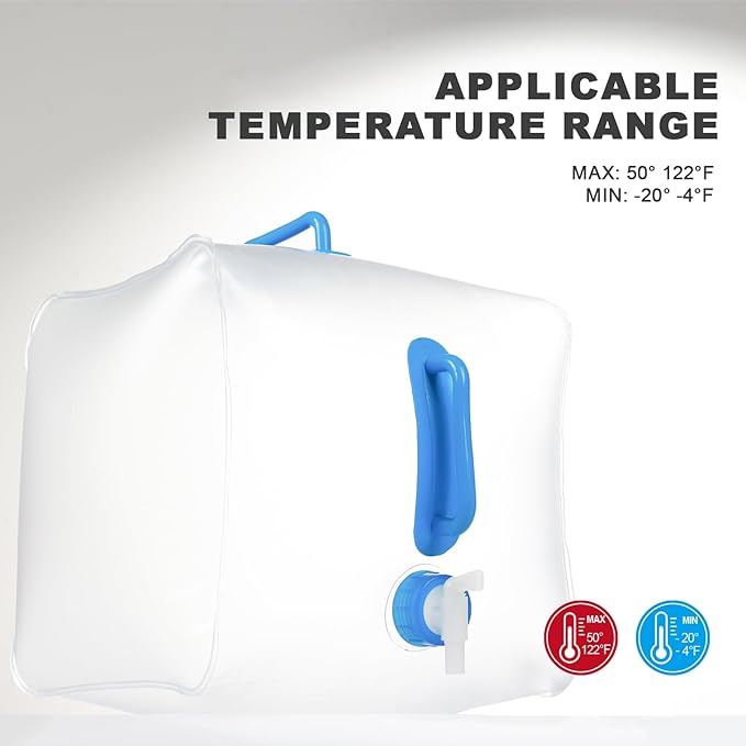 Collapsible Water Container (with Spigot), Camping Water Container,BPA Free Collapsible Water Storage Containers,Suitable For Outdoor Sports, Camping Hiking,Travel,Emergency Backup (1 Pack) 5.3 Gallon