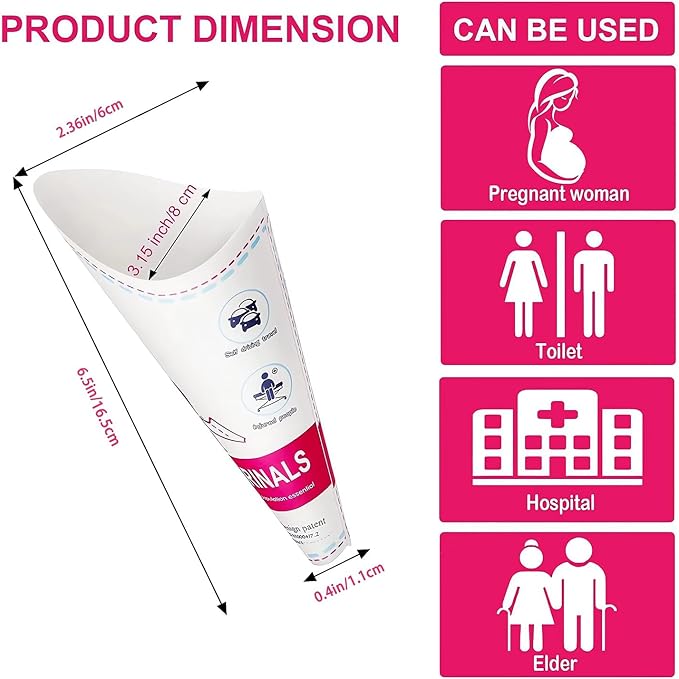 JIURUN 50PCS Female Urination Device Pee Funnel for Women Portable Disposable Female Urinal Funnel to Standing Pee for Pregnant, Wounded, Travel, Camping, Outdoor Activities