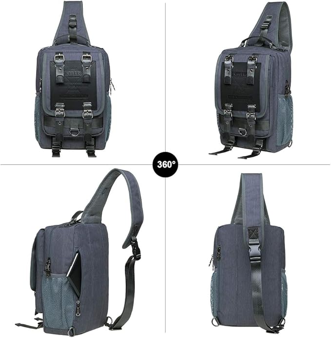 KAUKKO Canvas Messenger Bag Cross Body Shoulder Sling Backpack Travel Hiking Chest Bag