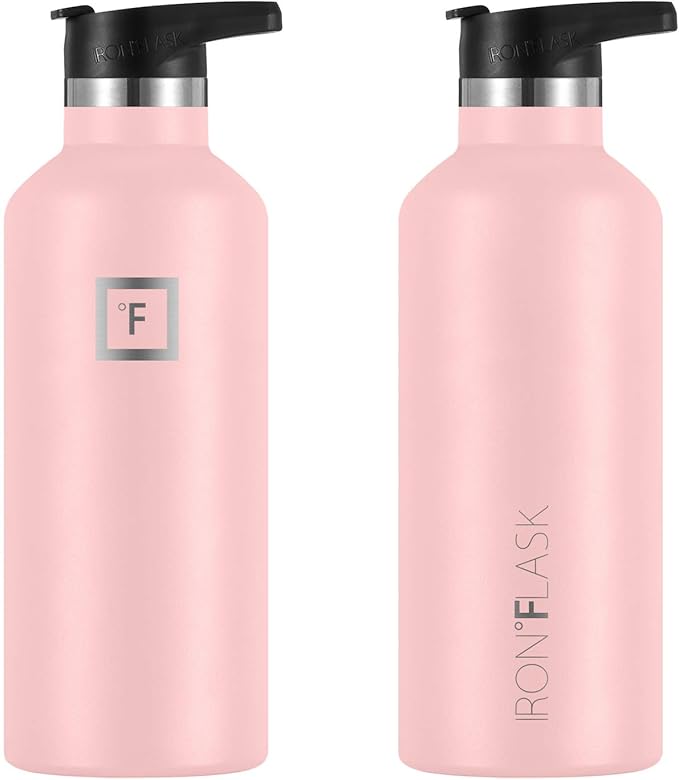 IRON °FLASK Camping & Hiking Hydration Canteens - 3 Lids (Narrow Straw/Spout Lid) Leak Proof Vacuum Insulated Stainless Steel - Hot & Cold Double Walled Sports Water Bottle