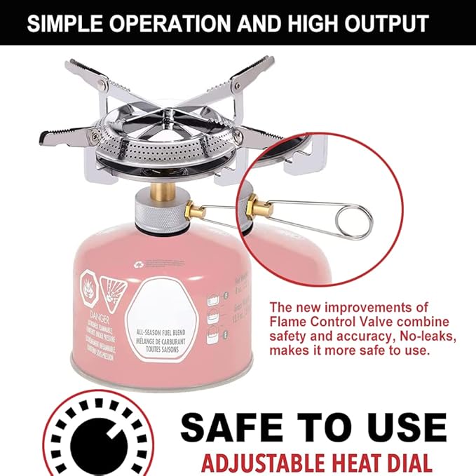 Propane Stove Portable Isobutane Camping Stove with Gas Adapter - 10,000 BTU Single Burner Backpacking Camp Stove for Hiking, Emergency, Outdoor(Include Carrying Case)