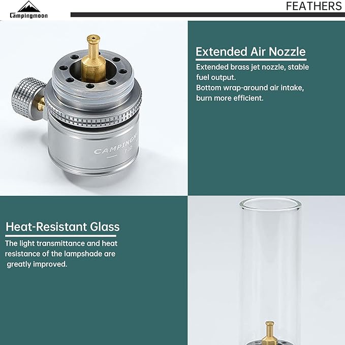 Campingmoon Camping Gas Lantern Gas Lamp Portable Outdoor Dreamlike Candle Camping Tent Lantern Glass Lantern