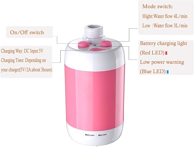 Iron Hammer Portable Shower Electric Shower Camping Shower with Shower Head Shut OFF Valve