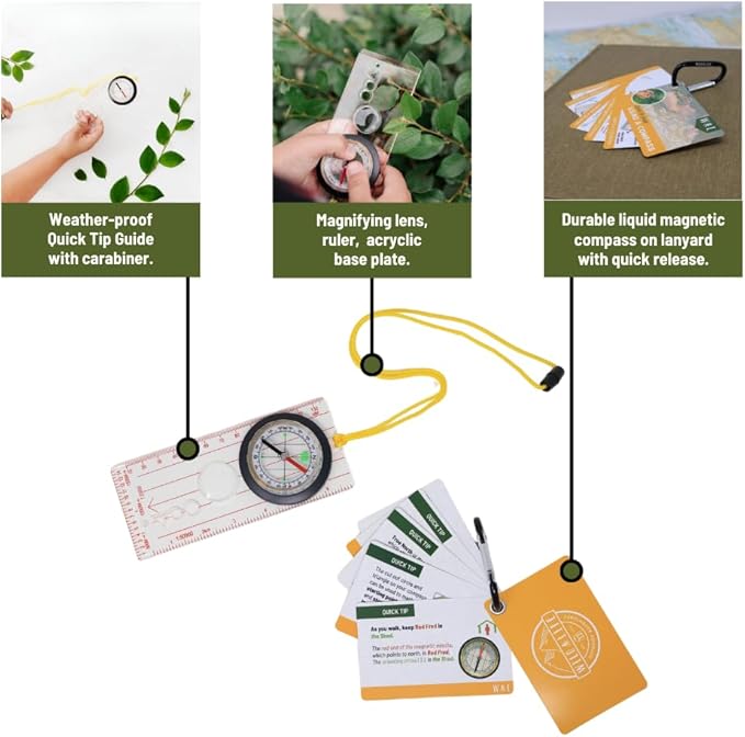Magnetic Liquid Compass Kit Orienteering Compass Hiking Backpacking Camping Navigations Compass | Scouting Compass for Kids