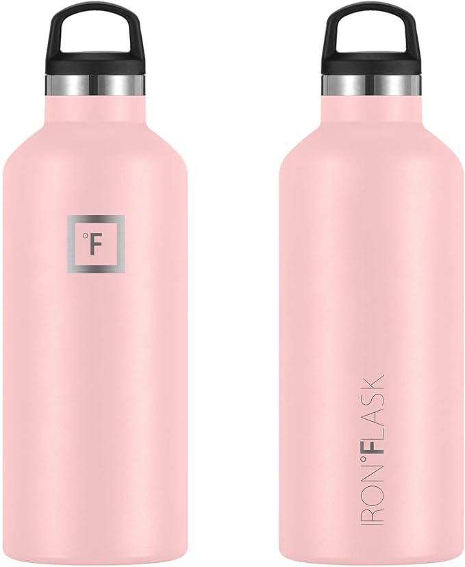 IRON °FLASK Camping & Hiking Hydration Canteens - 3 Lids (Narrow Straw/Spout Lid) Leak Proof Vacuum Insulated Stainless Steel - Hot & Cold Double Walled Sports Water Bottle