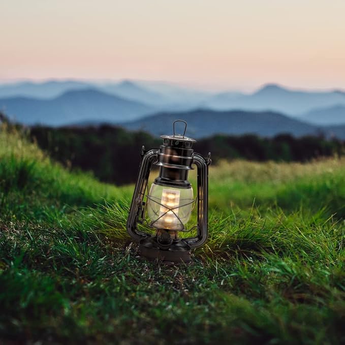 YAKii LED Vintage Lantern Metal Hanging Hurricane Lantern 12 LED Dimmer Switch Warm White Battery Operated Lantern Power Outage Indoor Camping Lighting Outdoor Brooklyn Lantern (Copper 2 Pack)