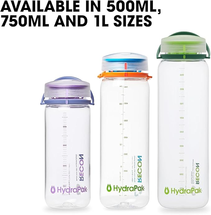 HydraPak Recon - 50% Recycled Plastic Water Bottle, Eco Friendly & BPA Free, Smooth Flow Twist Cap, Easy Carry (500 ml, Confetti)