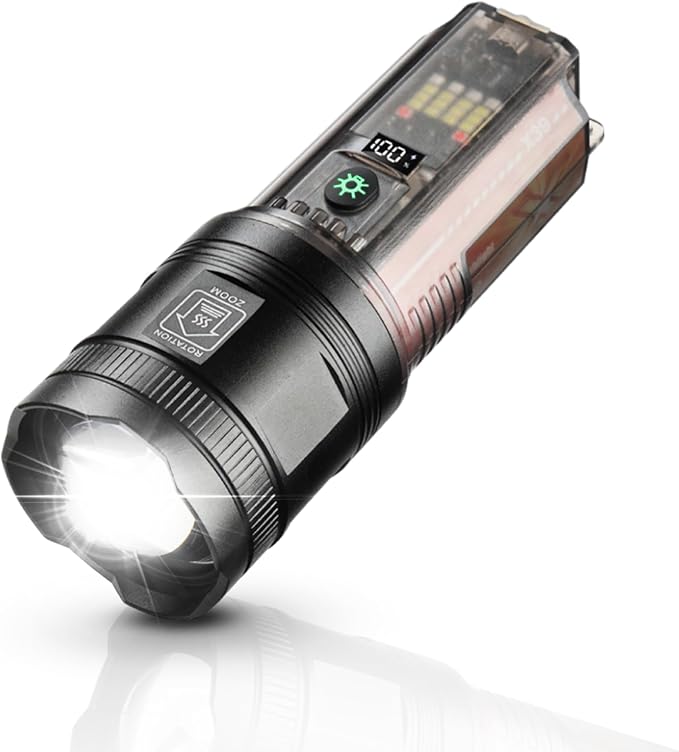 Solar Camping Flashlight, Ideal for Camping Essentials. This Midsize Heavy Duty Survival Gear Flash Light Includes A Black Light/UV Light & More. Essentials for Camping Gear & Hunting Gear