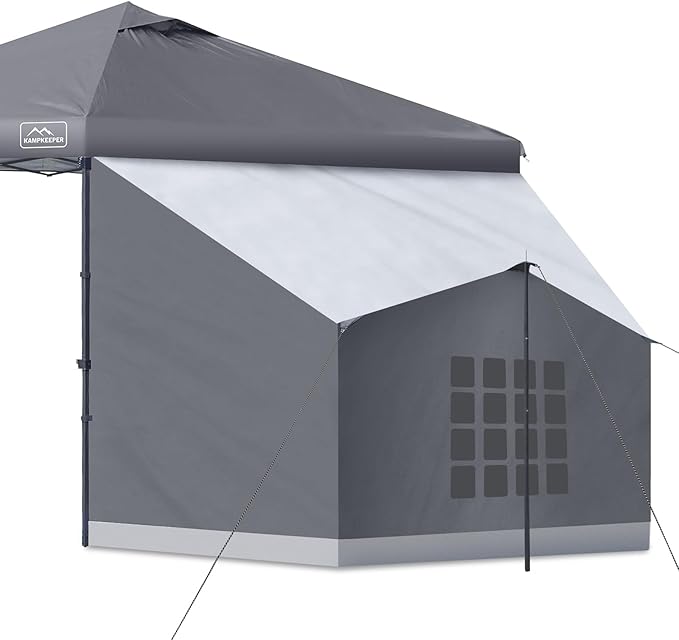 KAMPKEEPER Side Tent,Camping Tent for 10' x 10' Pop Up Canopy, Easy Set Up Gazebo,Compatible with 10' Wide Canopy Tents(Grey)