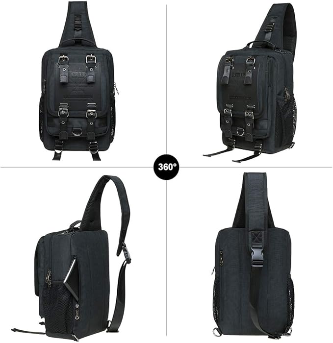 KAUKKO Canvas Messenger Bag Cross Body Shoulder Sling Backpack Travel Hiking Chest Bag