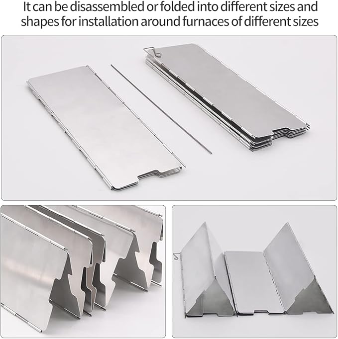 Stove Windscreen, 16 Plates Aluminum Stove Windshield with Drawstring Bag, for Camping, Butane Stoves(16 Plates)