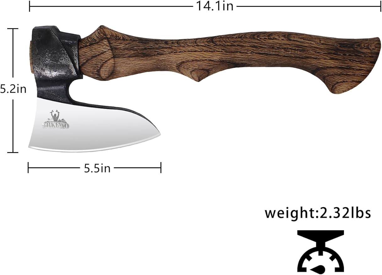Camping Axes and Hatchets - 14" Forged Carving Axe with Leather Sheath, Survival Hatchet Splitting Axe for Chopping Camping Survival