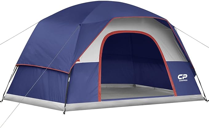 CAMPROS CP Tents for Camping 6 Person Waterproof Windproof Double Layer Family Camping Tent, Easy Setup Dome Tent with Large Mesh Windows & Wider Door for Outdoor Camping & Hiking
