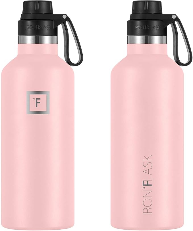 IRON °FLASK Camping & Hiking Hydration Canteens - 3 Lids (Narrow Straw/Spout Lid) Leak Proof Vacuum Insulated Stainless Steel - Hot & Cold Double Walled Sports Water Bottle