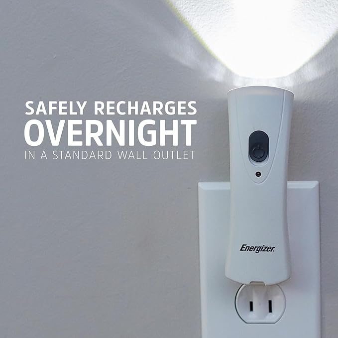 Energizer LED Rechargeable Plug-in Flashlights (3-Pack), Emergency Lights for Home Power Failure Emergency, Safety Plug-in Power Outage Light, Great for Hurricane Supplies, Black Outs, Power Failure