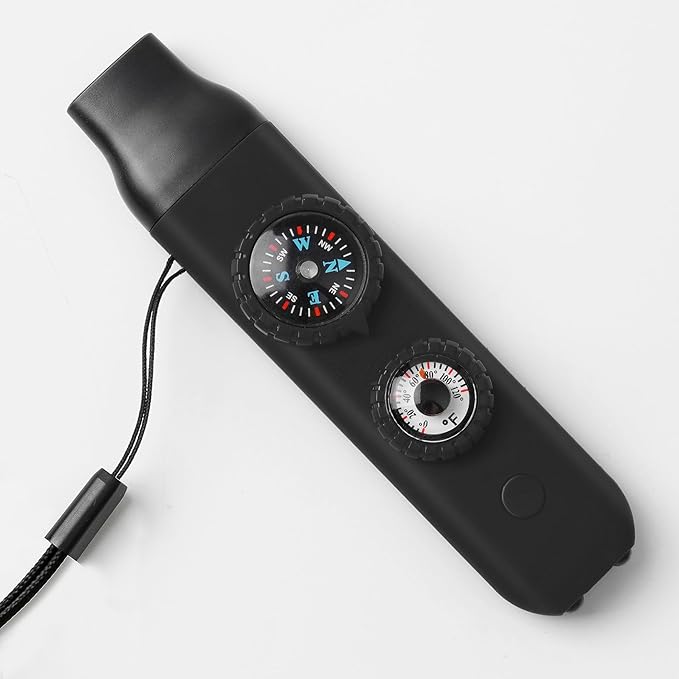 Viriber Whistle Emergency Camping Hiking Survival Whistle,Outdoor Multifunctional Tool with Lanyard,Compass,Thermometer,Ideal for Kayaking, Boating,Climbing