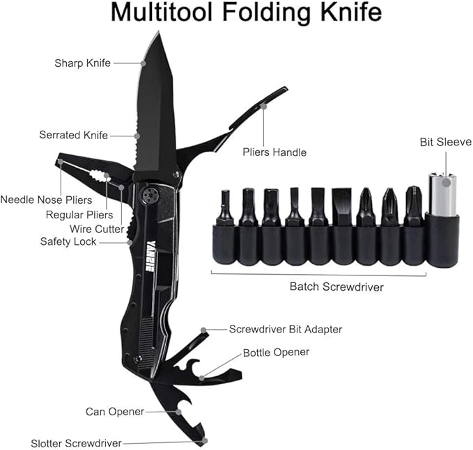Multitool Pocket Knife with Switch Blades, Can Opener, Wire Cutter, Plier Screwdrivers, Fishing Knife for Camping Hunting, Chrismas/Birthday Gifts for Men/Dad/Kids